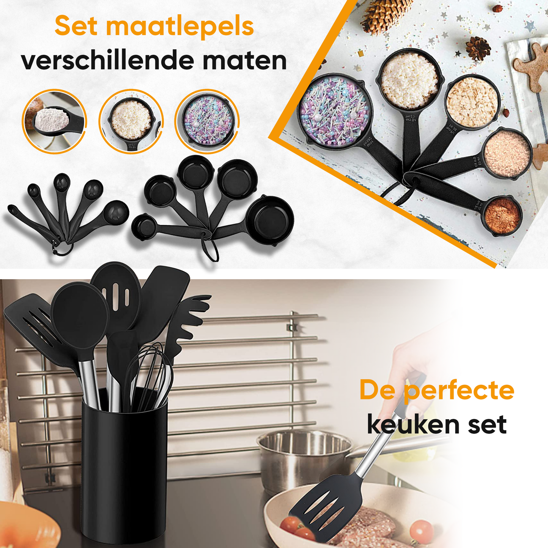 Strex Keukengerei Set met Houder 43 delig - Hittebestendig / BPA Vrij / Siliconen - Keuken Gerei