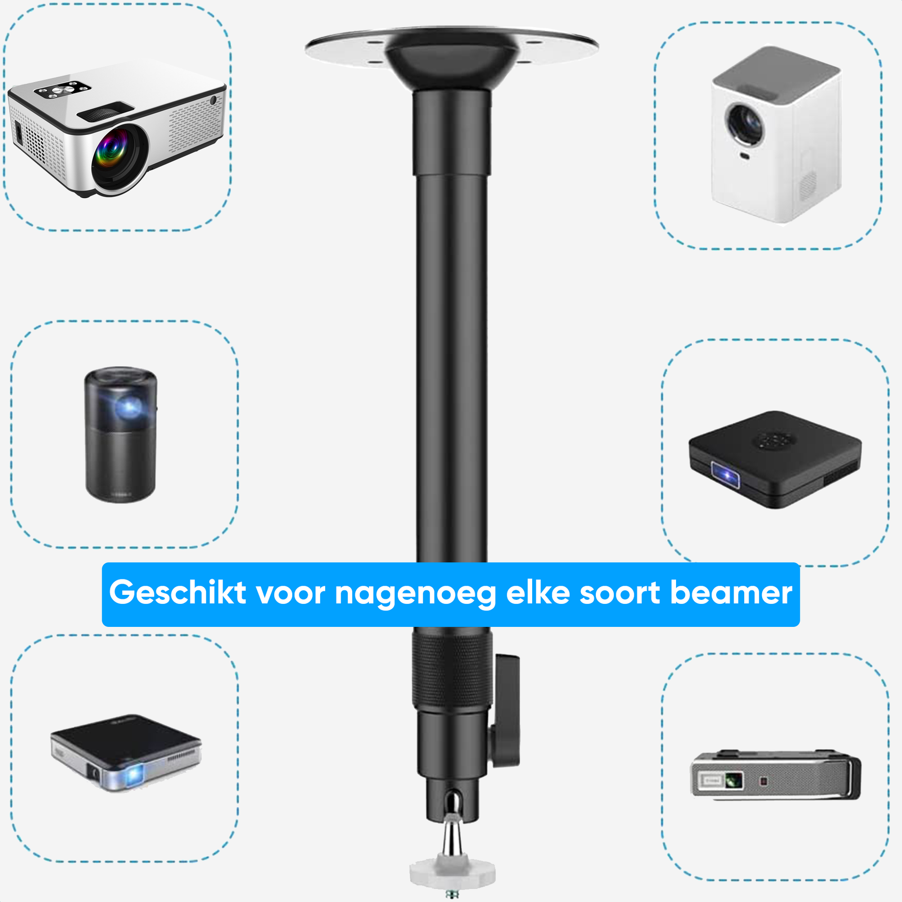Strex Beamer Statief - Beamer beugel - Plafondbeugel voor Beamer - Verstelbaar - 26/40 CM - 5KG Draagkracht