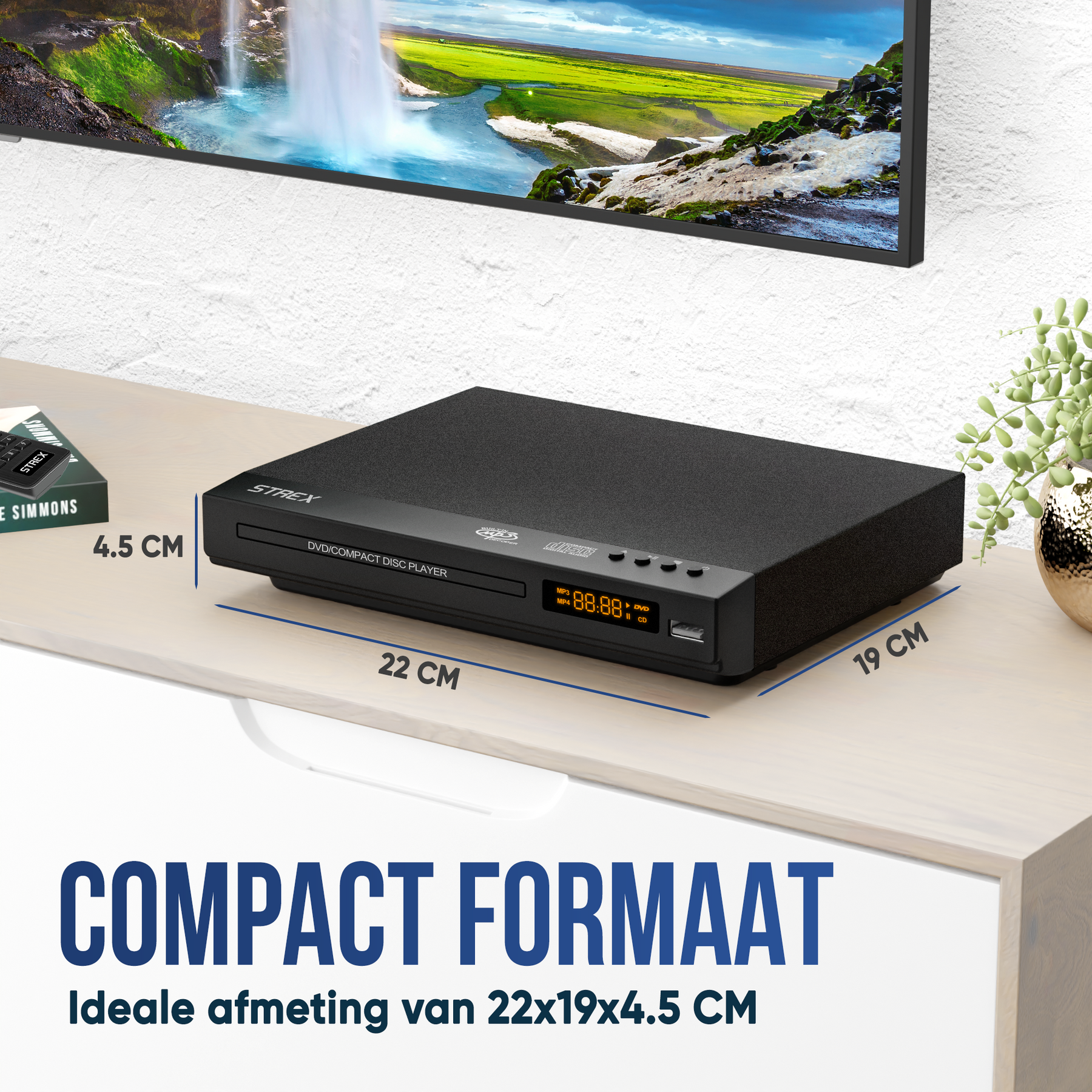 Strex DVD Speler Met HDMI - Full HD 1080P - Afstandsbediening - USB - HDMI/RCA - Regio Vrij - Zwart