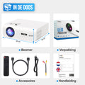 Strex Beamer - 1080P Full HD - 15000 Lumen - Draadloos Streamen - WiFi - Bluetooth - Mini Beamer - Projector