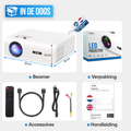 Strex Beamer - 1080P Full HD - 15000 Lumen - Draadloos Streamen - WiFi - Bluetooth - Mini Beamer - Projector
