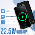 Strex Powerbank - 27.000 mAh - 22.5W Snellader - USB-A/USB-C - LED Indicatie - Universele Powerbank voor o.a. iPhone/Samsung