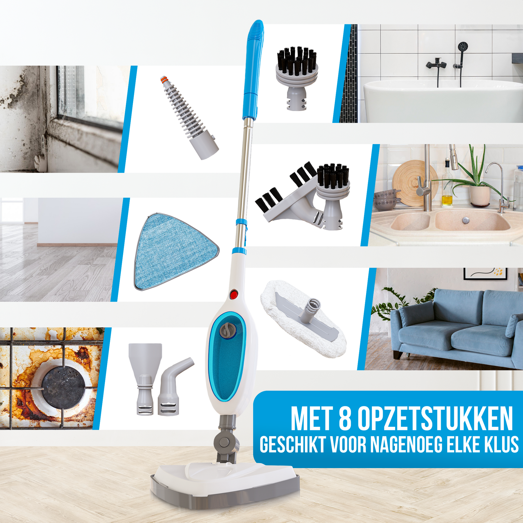 Strex 12 in 1 Stoomreiniger & Handstomer - Tapijtreiniger / Stoom Reinigingsmachine / Vlekkenreiniger - Voor Harde/Zachte Ondergronden