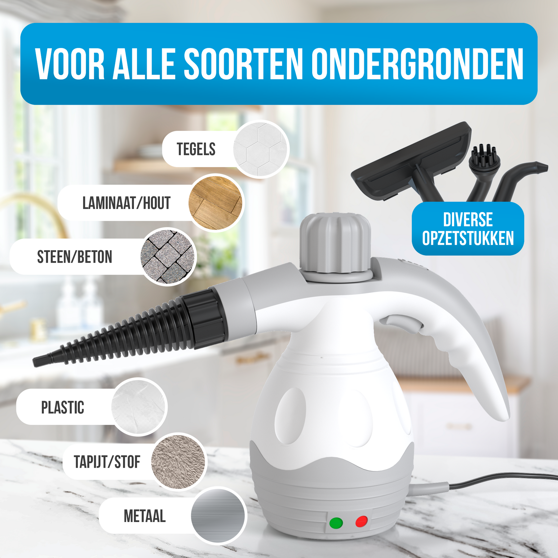 Strex Stoomreiniger Extra Krachtig - 1200W 4bar - Alles-in-één Multifunctionele Handstomer - Vlekkenreiniger