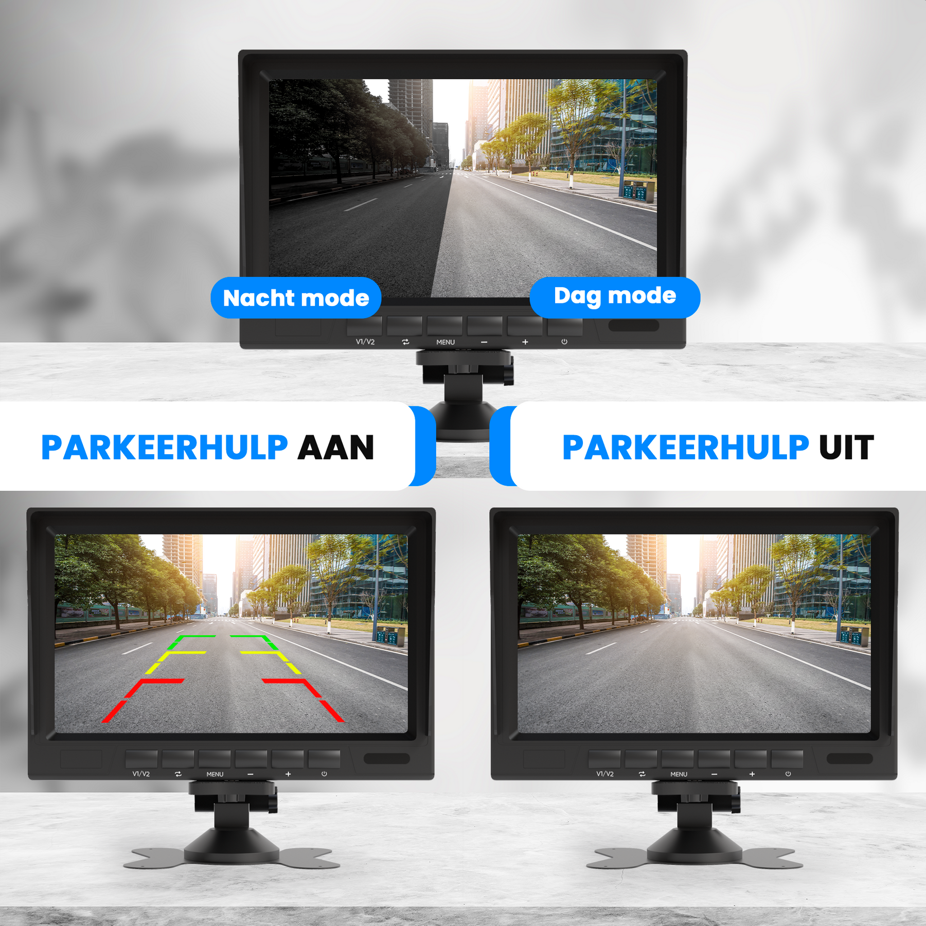 Strex Achteruitrijcamera Set Bedraad HD 1080P - 7" Scherm - 18LED Nachtzicht 15m - IP69 Waterdicht - Achteruitrij Camera