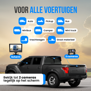 Strex Achteruitrijcamera Set Bedraad Met 2 Camera's (tegelijk bekijken) - HD 1080P - 7" Scherm - 18LED Nachtzicht 15m - IP69 Waterdicht - Achteruitrij Camera