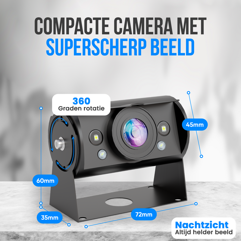 Strex Achteruitrijcamera Set Bedraad Met 2 Camera's (tegelijk bekijken) - HD 1080P - 7" Scherm - 18LED Nachtzicht 15m - IP69 Waterdicht - Achteruitrij Camera