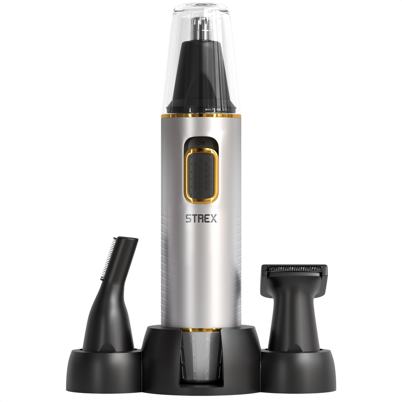 Strex 3 In 1 Neushaartrimmer Set - Oplaadbaar & Afspoelbaar - Neustrimmer / Oortrimmer / Wenkbrauwtrimmer / Baardtrimmer - Mannen & Vrouwen