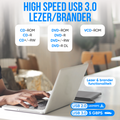 Strex Externe DVD Speler En Brander - Met Hoes - CD/DVD - Plug & Play - USB 3.0 DVD Speler - Geschikt voor Windows, Mac en Linux - Optical Drive