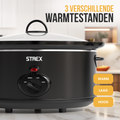 Strex Slowcooker 6.5L - Uitneembare Keramische Binnenpan - Warmhoudfunctie - Slow Cooker - Zwart