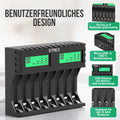 Strex Batterij Oplader - 8x AA/AAA Batterijen - USB Oplaadbaar - LCD Display - Universele Batterijlader Voor Oplaadbare Batterijen