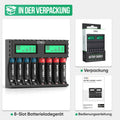 Strex Batterij Oplader - 8x AA/AAA Batterijen - USB Oplaadbaar - LCD Display - Universele Batterijlader Voor Oplaadbare Batterijen