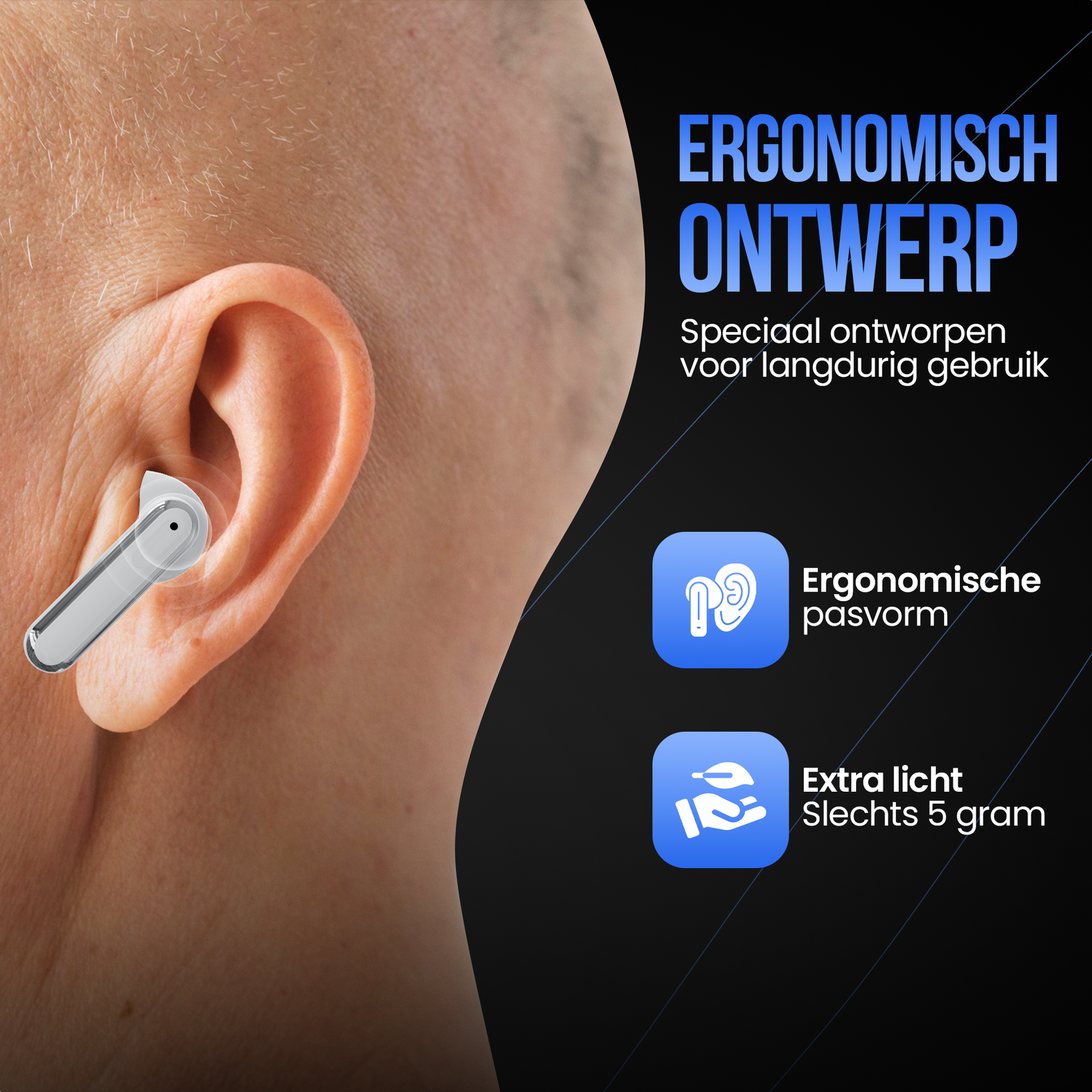 Strex Draadloze Oordopjes - Active Noise Cancelling - LED Display - Draadloze Oortjes Bluetooth - Oortjes Draadloos - Bluetooth 5.3 - Wit