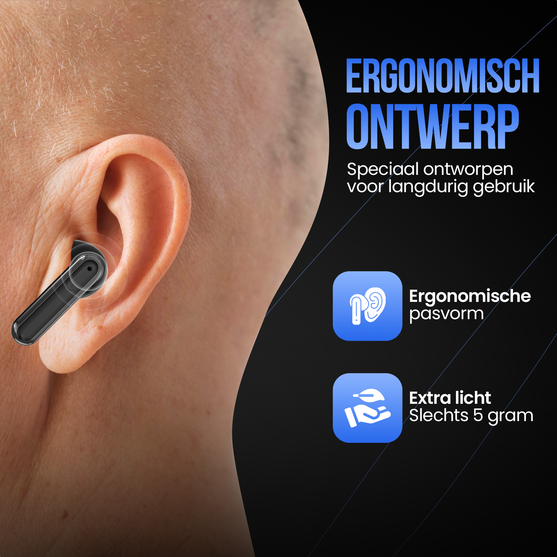 Strex Draadloze Oordopjes - Active Noise Cancelling - LED Display - Draadloze Oortjes Bluetooth - Oortjes Draadloos - Bluetooth 5.3 - Zwart