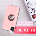 Strex Powerbank Roze - 27.000 mAh - 22.5W Snellader - USB-A/USB-C - LED Indicatie - Universele Powerbank geschikt voor o.a. iOS/Android