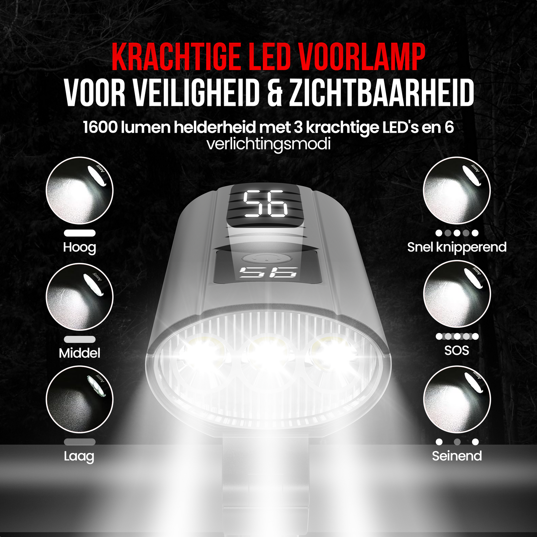 Strex Fietsverlichting Set LED 1600 lumen - Fietslamp Voorlicht & Achterlicht - Fietslampje - Fietsverlichting USB Oplaadbaar