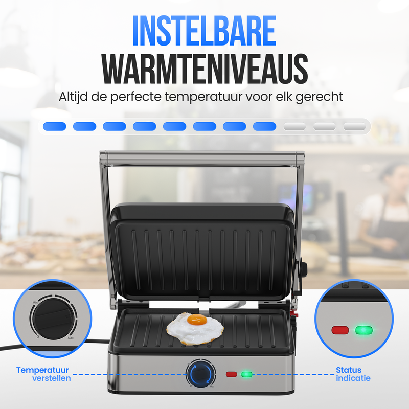Strex Tosti Apparaat XL Met Temperatuurregeling - Contact Grill Apparaat - Tosti Ijzer - PFAS Vrij - 2200W