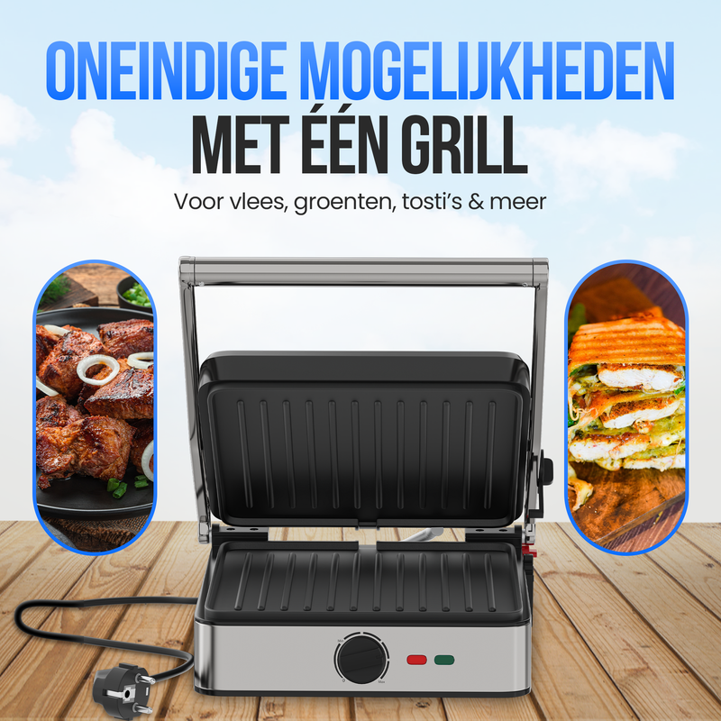 Strex Tosti Apparaat XL Met Temperatuurregeling - Contact Grill Apparaat - Tosti Ijzer - PFAS Vrij - 2200W