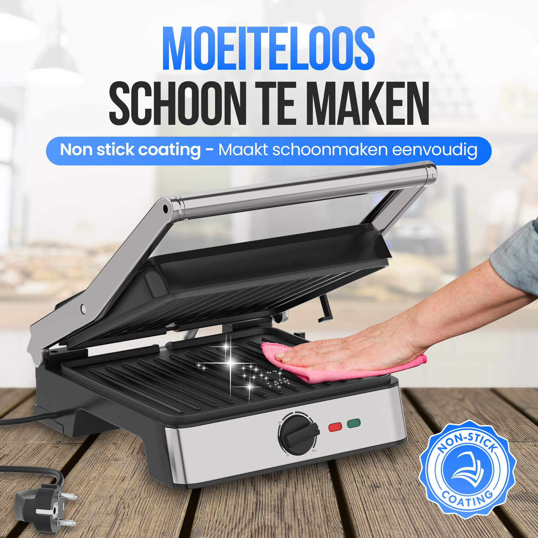 Strex Tosti Apparaat XL Met Temperatuurregeling - Contact Grill Apparaat - Tosti Ijzer - PFAS Vrij - 2200W