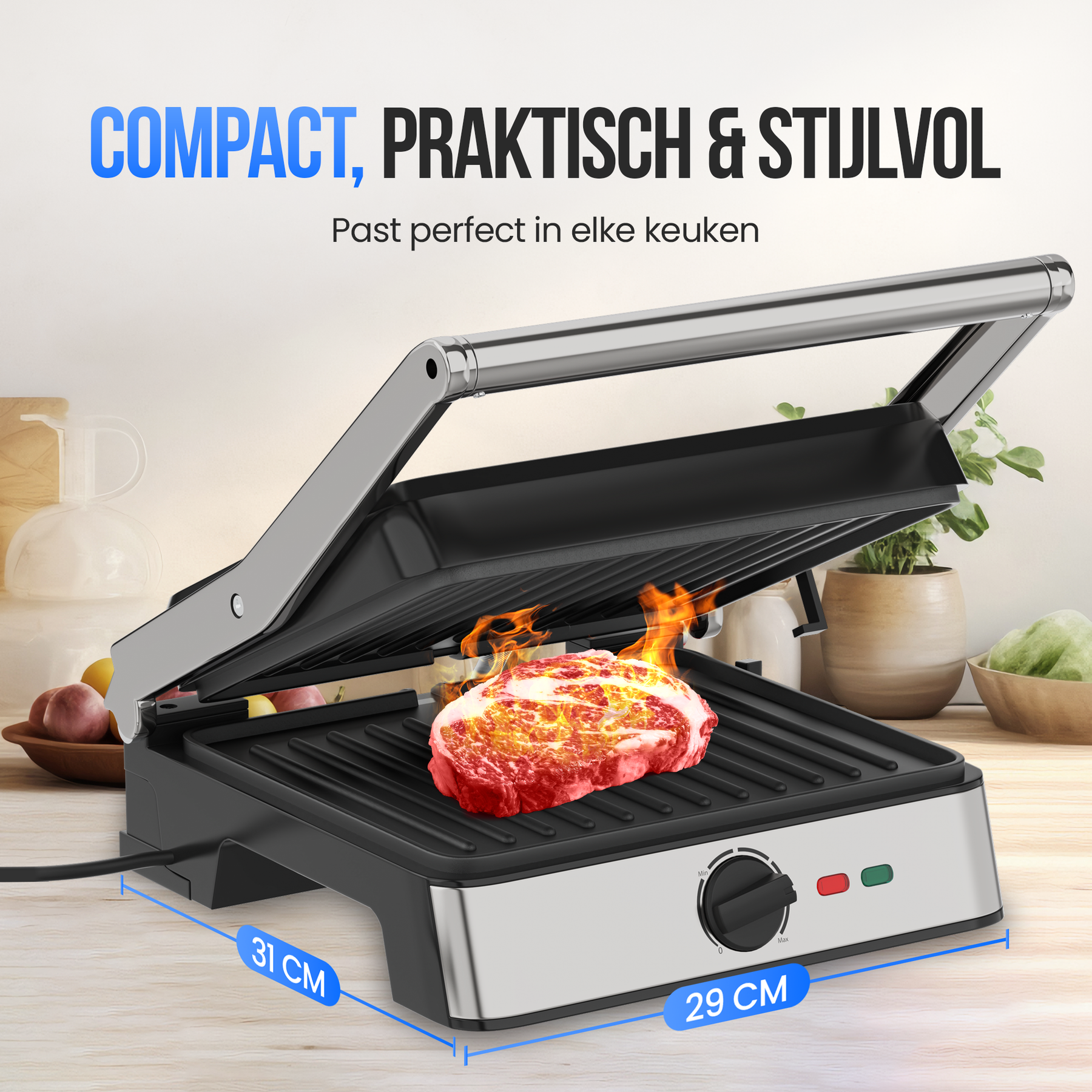 Strex Tosti Apparaat XL Met Temperatuurregeling - Contact Grill Apparaat - Tosti Ijzer - PFAS Vrij - 2200W