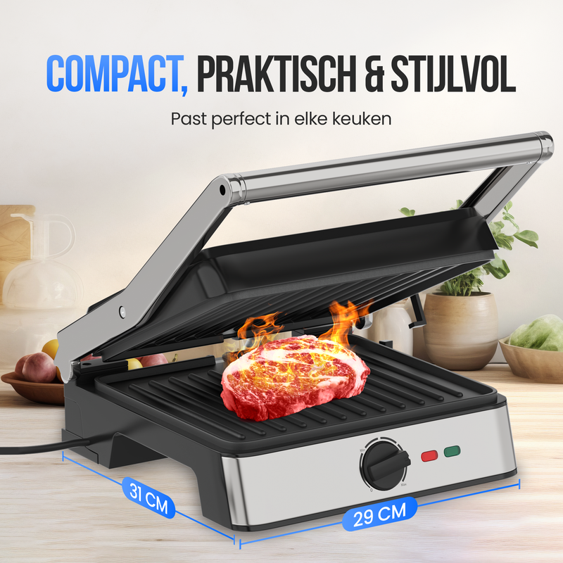 Strex Tosti Apparaat XL Met Temperatuurregeling - Contact Grill Apparaat - Tosti Ijzer - PFAS Vrij - 2200W