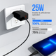 Strex USB Oplader 25W - Snellader met USB-A & USB-C - GaN - Zwart – PD 3.0 + QC 3.0 - Inclusief USB-C Kabel