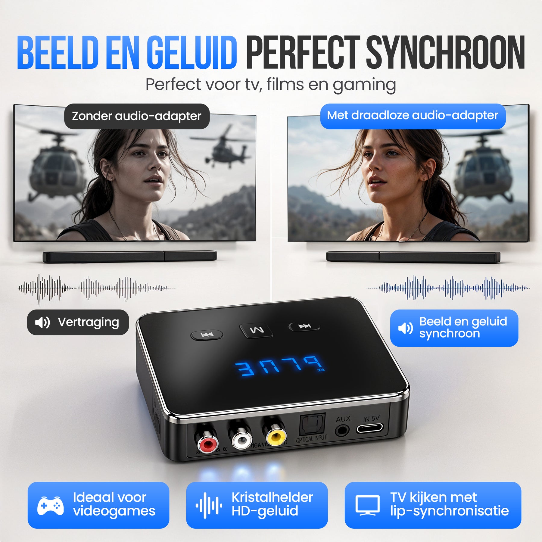 Strex Bluetooth Transmitter en Receiver 3 in 1 Adapter - Bluetooth Audio Zender en Ontvanger - Bluetooth 6.0 - AUX/RCA/Optisch - Draadloos - 15 meter bereik