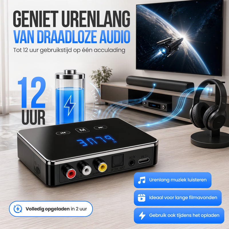 Strex Bluetooth Transmitter en Receiver 3 in 1 Adapter - Bluetooth Audio Zender en Ontvanger - Bluetooth 6.0 - AUX/RCA/Optisch - Draadloos - 15 meter bereik
