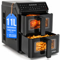 Strex Airfryer Dubbele Mand 11L XXL Heteluchtfriteuse 2500W - Airfryer 2 Manden - Dual Basket - 13 Kookprogramma's - Airfryer Verticaal Groot voor Gezin