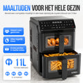 Strex Airfryer Dubbele Mand 11L XXL Heteluchtfriteuse 2500W - Airfryer 2 Manden - Dual Basket - 13 Kookprogramma's - Airfryer Verticaal Groot voor Gezin