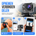 Strex Action Camera 4K 30MP - Tot 30 meter Waterdicht, EIS Stabilisatie & WiFi App - Waterdichte 60FPS Onderwatercamera - Bodycam - Actie camera