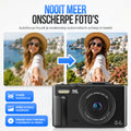 Strex Digitale Camera 5K 75MP - Fototoestel - Compactcamera met Wifi - Vlog Camera - Fotocamera voor Kinderen - 18x Zoom - Draaibaar Scherm - Zwart