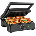 Strex Tosti Apparaat XL Zwart - Met Temperatuurregeling - Contactgrill Groot / Tosti Ijzer / Broodrooster / Grill Apparaat / Panini Grill / Toaster - 2200W