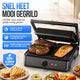 Strex Tosti Apparaat XL Zwart - Met Temperatuurregeling - Contactgrill Groot / Tosti Ijzer / Broodrooster / Grill Apparaat / Panini Grill / Toaster - 2200W