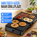 Strex Tosti Apparaat XL Zwart - Met Temperatuurregeling - Contactgrill Groot / Tosti Ijzer / Broodrooster / Grill Apparaat / Panini Grill / Toaster - 2200W