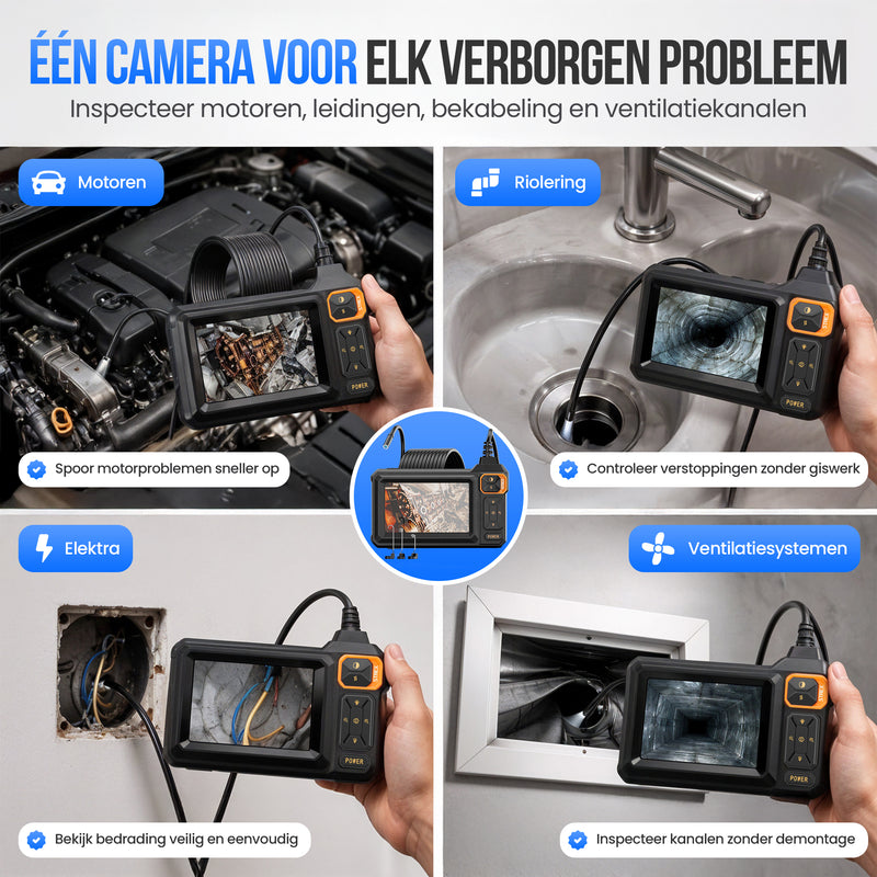 Strex Endoscoop met Scherm 5M - Inspectiecamera - Rioolcamera met HD Beeld - IP67 Waterdicht - Instelbare LED Verlichting