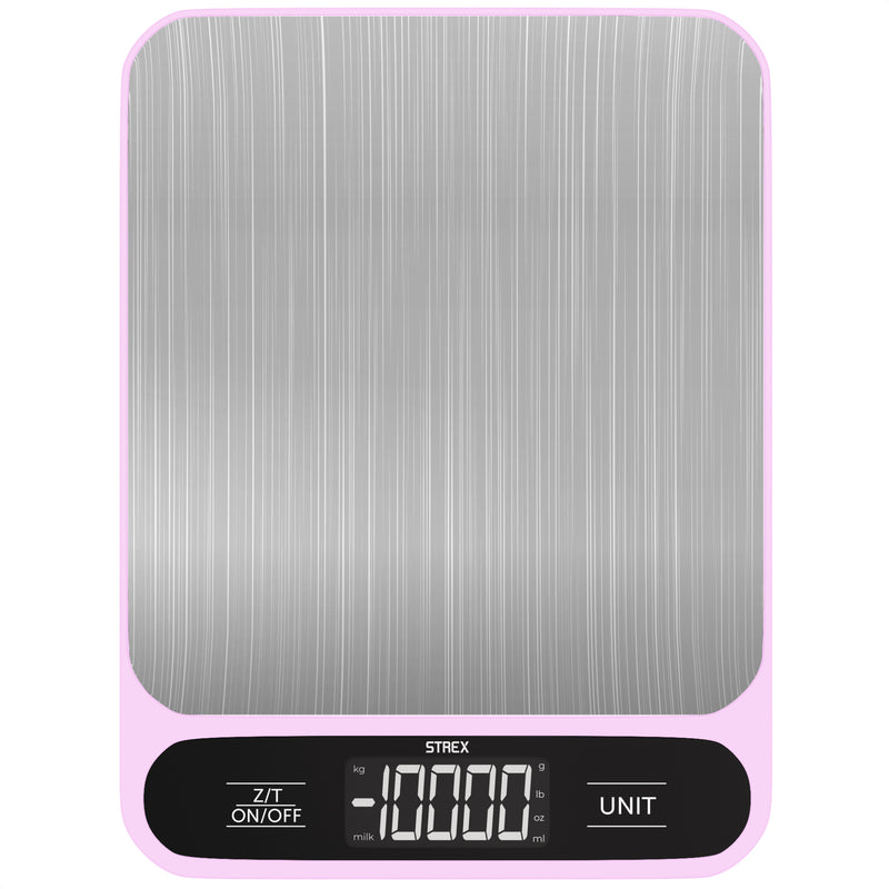 Strex Keukenweegschaal Digitaal - Weegschaal Keuken - 1 g tot 10 kg - Tarra Functie - Inclusief Batterijen - Roze